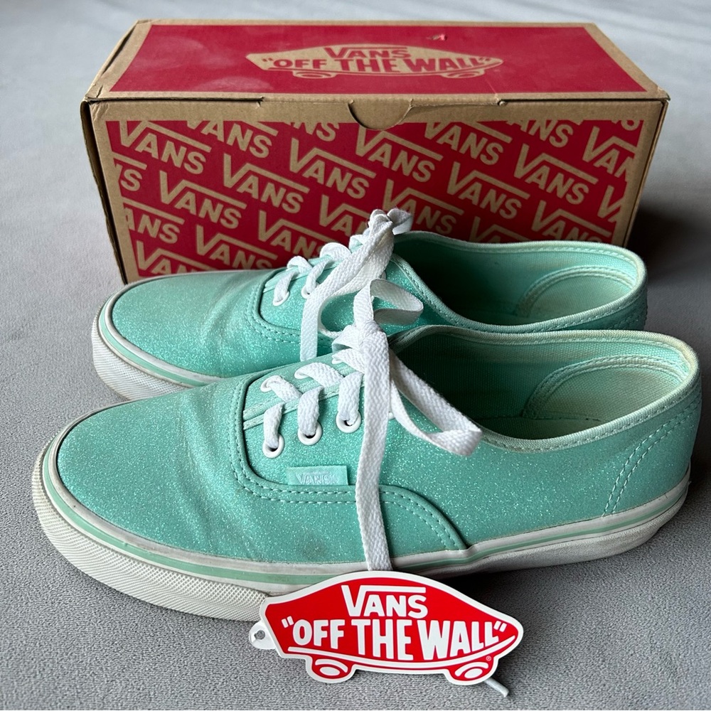 Vans ~ Glitter & Iridescent ~ Aqua ~ Kids Size 5